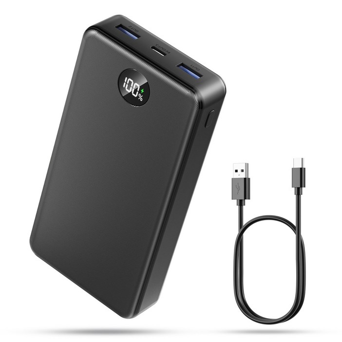 UOOFON 고속충전 대용량 보조배터리 30000mAh PD 22.5W QC3.0 잔량표시 멀티단자 20W C타입 케이블