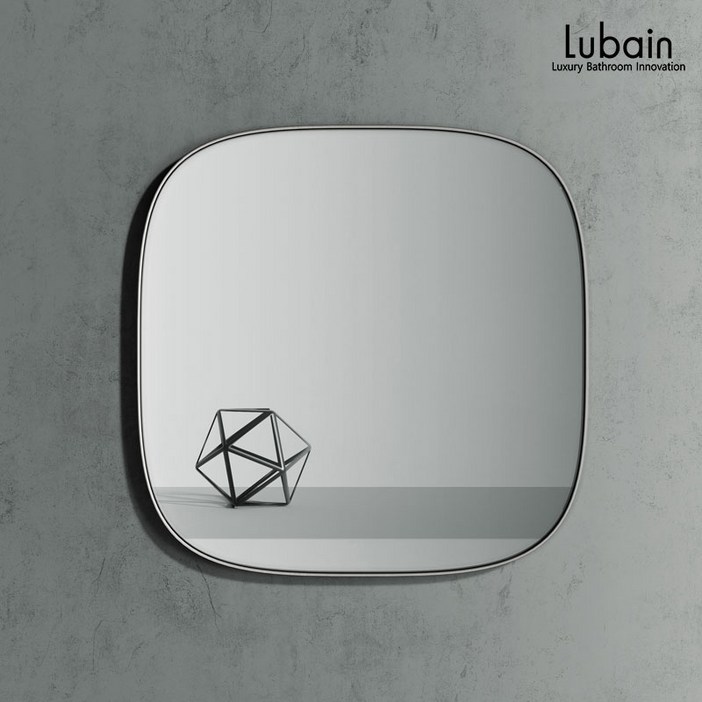 루바인 욕실거울 볼드스퀘어 스테인리스 프레임 거울, 실버 헤어라인