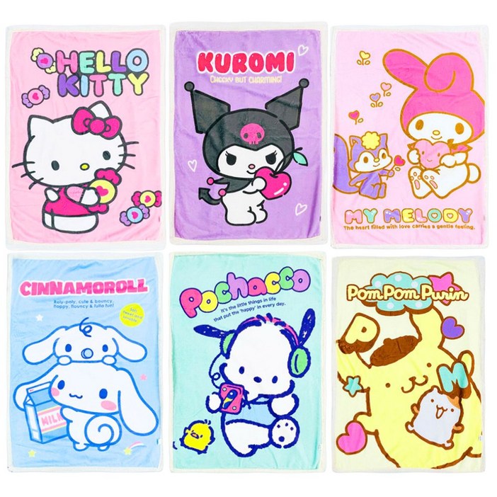 산리오 대형 무릎 캠핑 담요 시나모롤 쿠로미 마이멜로디 포차코 헬로키티 폼폼푸린 캐릭터 블랭킷 차량용