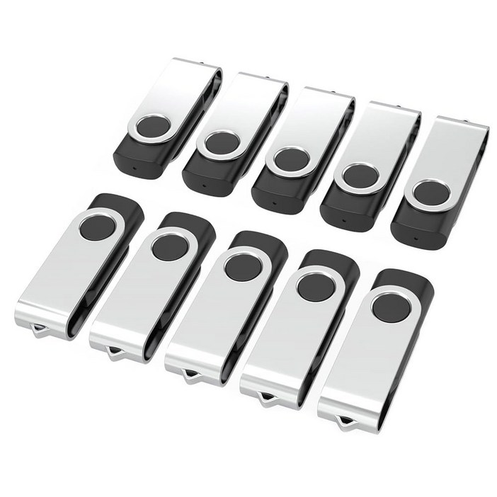울켄 플래시 드라이브 2GB 10팩, 키체인 메모리 스틱 USB 2.0 엄지 PC용 펜드라이브 믹스컬러