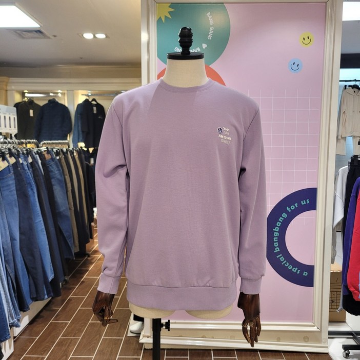 뱅뱅 동아백화점 수성점 봄 남녀공용 레터링 프린트 맨투맨 긴팔 티셔츠 NTJ280S