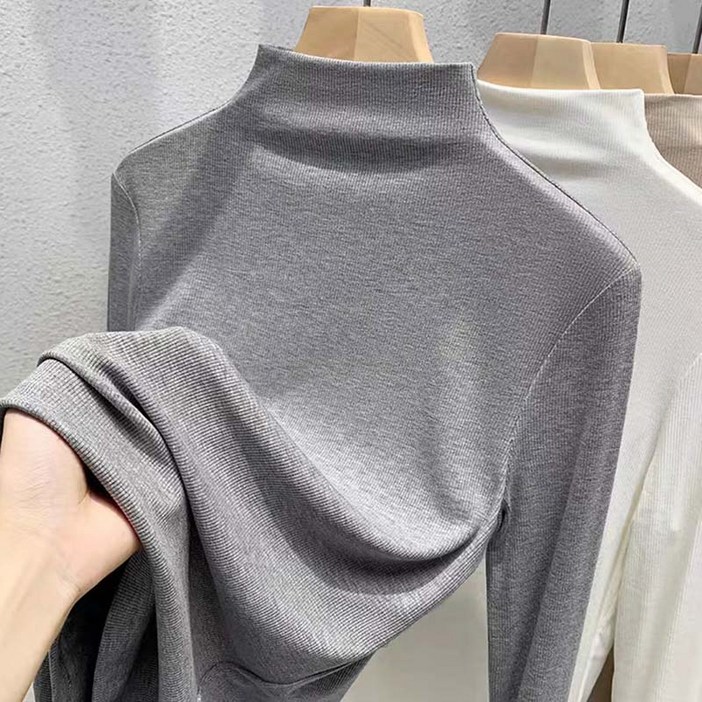 AOKADA 여성 봄 가을 모달 반목 슬림핏 스판 이너 긴팔 티셔츠 가을티 상의