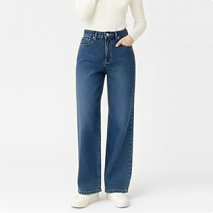 고탄력 스판 에이플심플 와이드 청바지 스판 데님 밴딩 데님