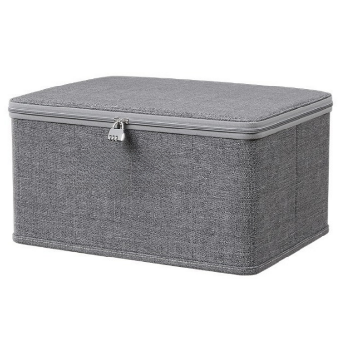 문리빙 패브릭 비밀번호 수납함  자물쇠, 1개, 그레이