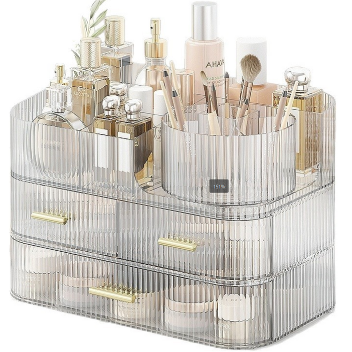 화장품 정리함 3단 화장품 정리함 특대형 예쁜 화장대 정리용품, 투명색