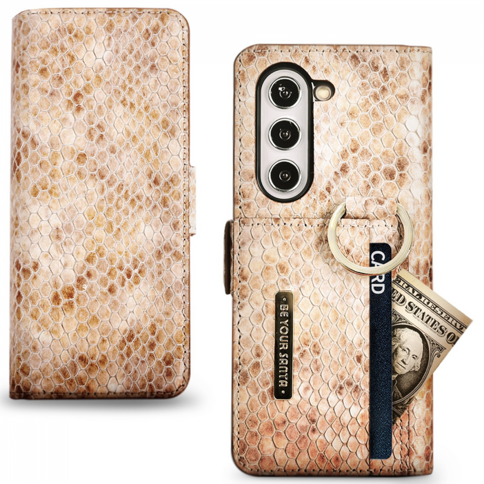 비유어산타 블랙맘바 갤럭시 Z폴드 유해 전자파 차단 이태리 가죽 링 핑거 카드수납 휴대폰케이스