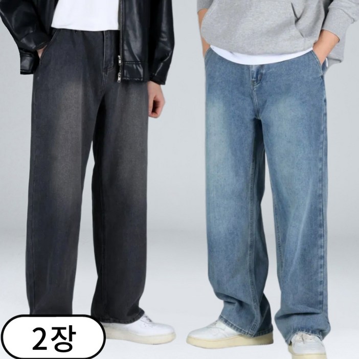 11 남자 빅사이즈 뒷 밴딩 데님 팬츠 세미 와이드 청바지 66932