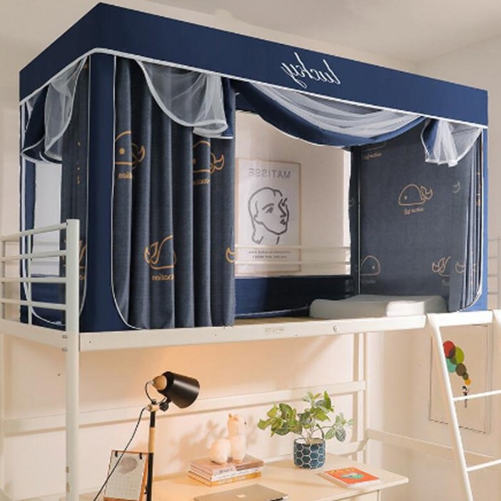 2층 싱글침대 커튼 사계절 난방텐트 사각모기장 암막텐트