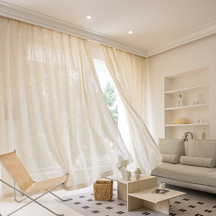 리넨 혼방 쉬폰 커튼