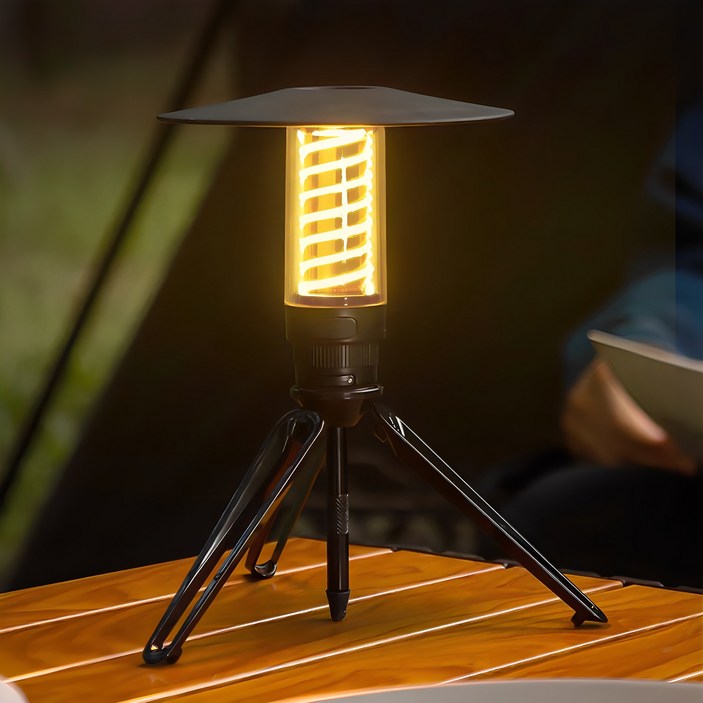 레토 3WAY 듀얼 라이트 LED 감성 캠핑 랜턴 세트 LPLD12L, 블랙, 1세트