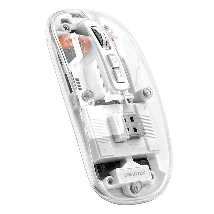 스마텍 리시버 USB 무선 무소음 블루투스 마우스 STM-IV100, STM-IV100, 투명