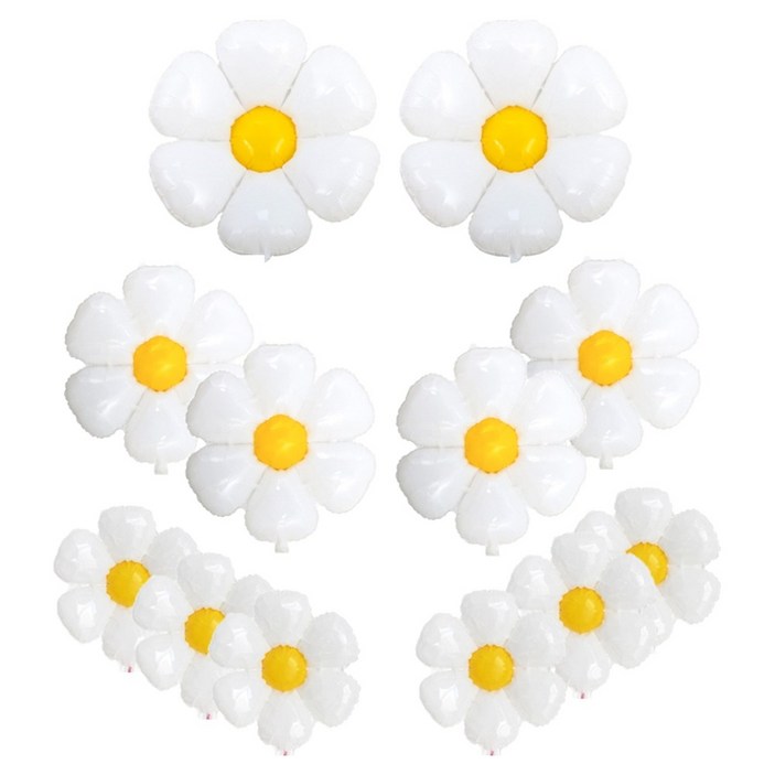 코히모 데이지 꽃 파티 풍선 대형 2p + 중형 4p + 소형 6p 세트, 1세트, 혼합색상