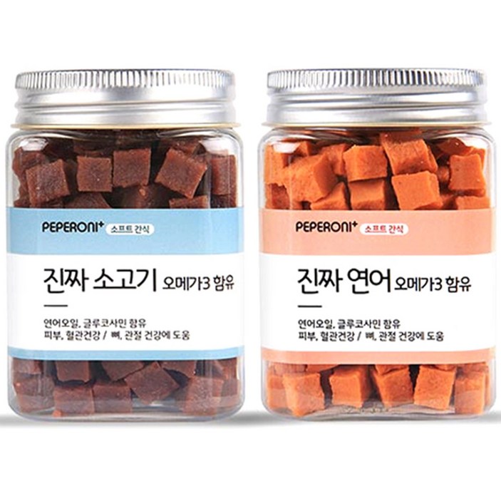 페페로니 진짜 오메가3 강아지 간식, 소고기 + 연어, 180g, 1세트