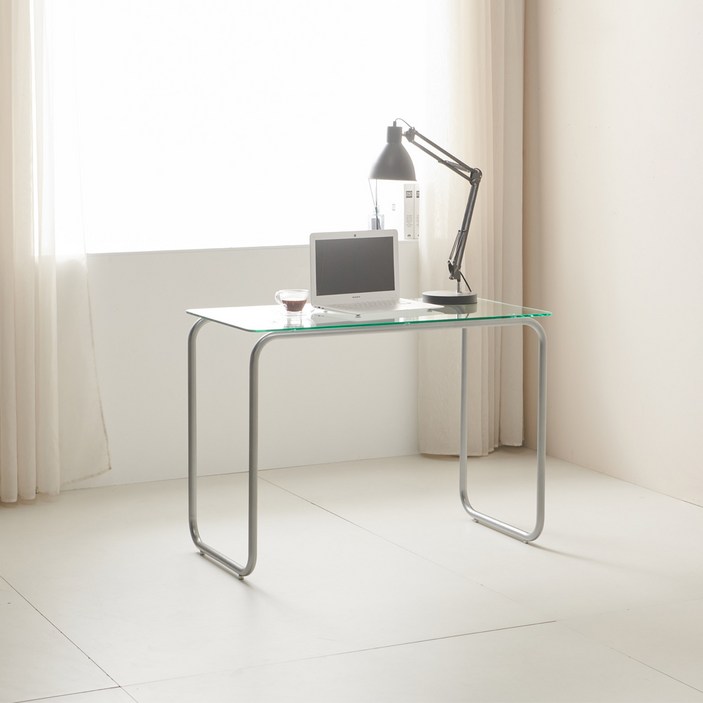 하우스틸 하임 강화유리 데스크 방문설치, 투명  크롬