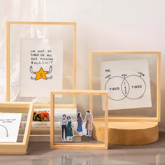 에프터글로우 인테리어 원목 투명 아크릴 양면 액자