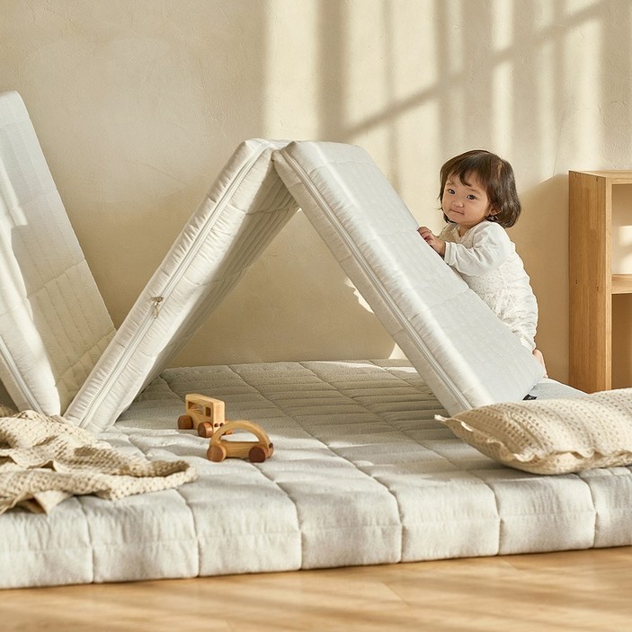 [NEW런칭+무료배송] 익일출고 솜니 10cm 알러지케어 3단 접이식 토퍼 침대 매트리스 12존 토퍼 멀티싱글 슈퍼싱글 퀸 MS SS Q mattress topper, 아이보리 MA01085