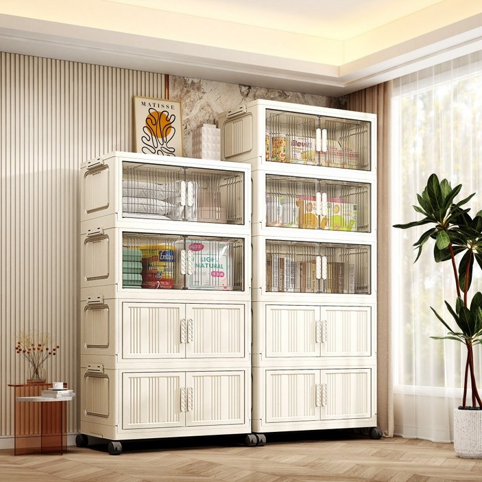 YUUMI 대용량 양문형 폴딩 수납장 리빙박스, 이동식 이불 옷 정리함 가정용 다용도 수납 정리함