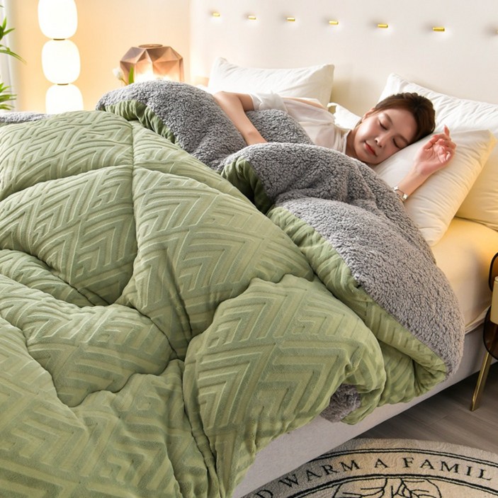 paramicia 겨울이불 극세사 두꺼운 양면 이불, 민트