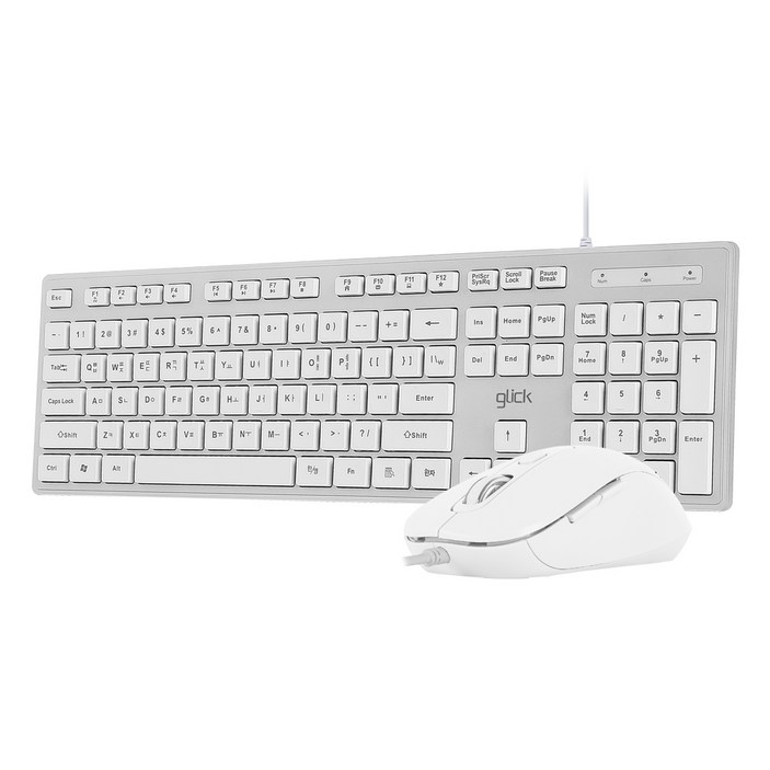 지클릭커 지클릭커 OFFICEPRO GMK-300 저소음 키보드 마우스 세트 (실버 화이트)