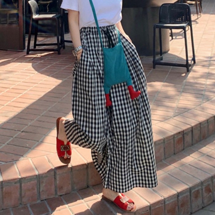 메이킹유 K30512체크와이드치마바지