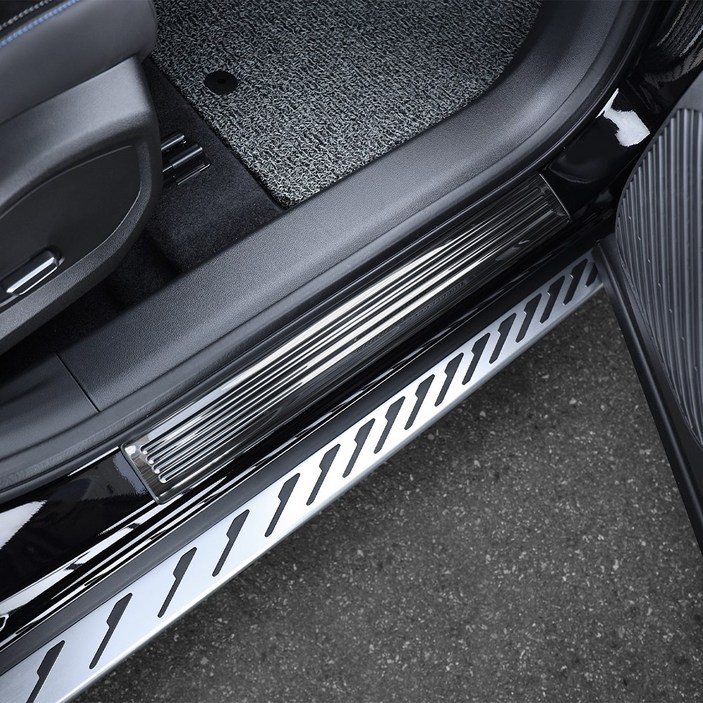 더블랙 호환 그랑 콜레오스 튜닝 용품 도어스커프 발판 몰딩 스테인레스, 1세트, 블랙