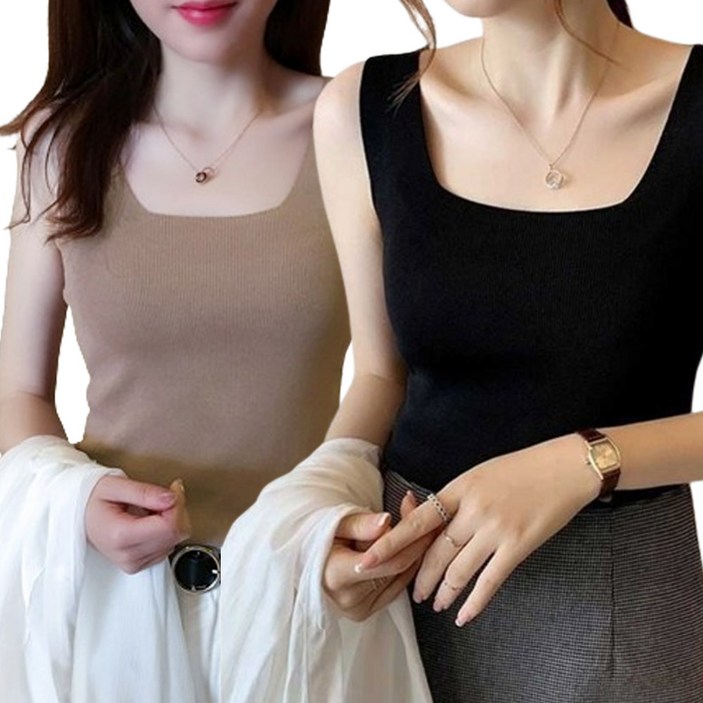 글램디아  1+1 슬림핏 스퀘어 심리스 나시티