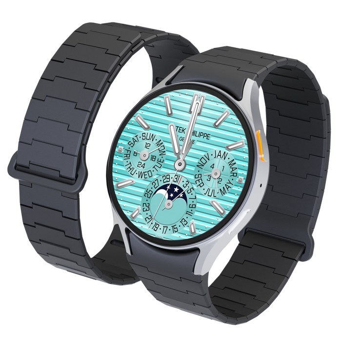 캘릭스 갤럭시워치 호환 실리콘 버클링 마그네틱 스트랩 밴드 시계줄, 차콜블랙, 1개