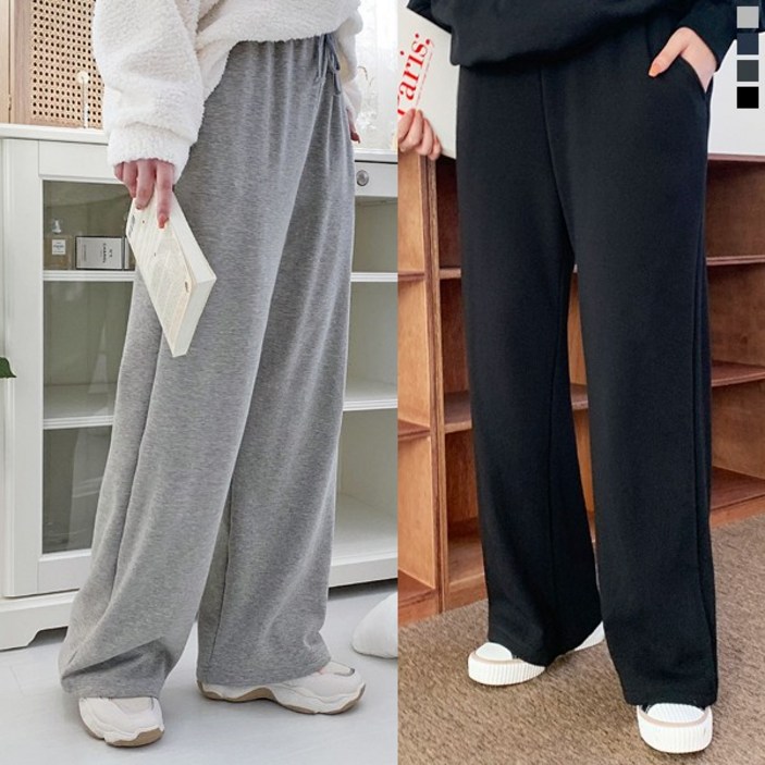 티데일리 융털 와이드 밴딩 팬츠 여성용 빅사이즈 기모 무지 바지 티데일리 융털 와이드 밴딩 팬츠 여성용 빅사이즈 기모 무지 바지