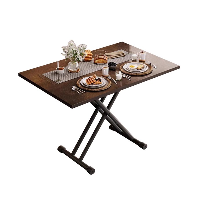 리빙앤굿즈 이동식 높이조절 테이블 접이식 스탠딩 리프트업 거실 쇼파, 월넛우드 1200 X 600