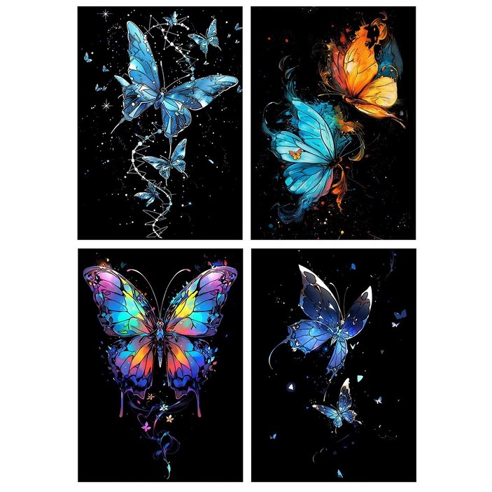 호미호비 A4 야광 루미 스크래치북, 나비, 1개