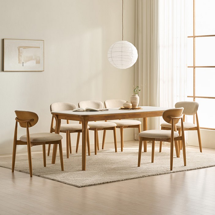 삼익가구 나폴리 포세린 세라믹 원목 식탁 1400/1800 풀세트