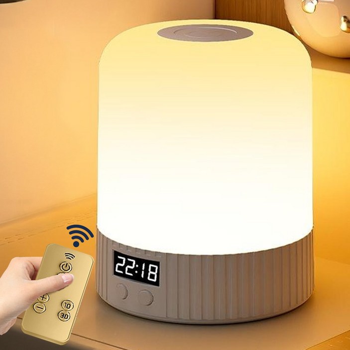 YOPENCE 리모컨형 LED 무드등 타이밍 스위치 수면등 삼색 조절 무선 수면등, 화이트
