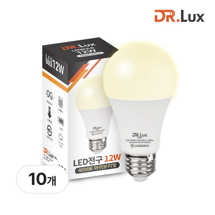 닥터룩스 LED 전구 12W, 10개, 주백색