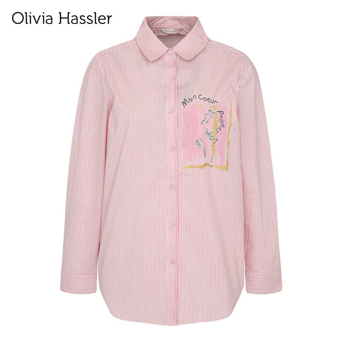 올리비아하슬러셔츠 [올리비아하슬러] 핑크 스트라이프 셔츠
