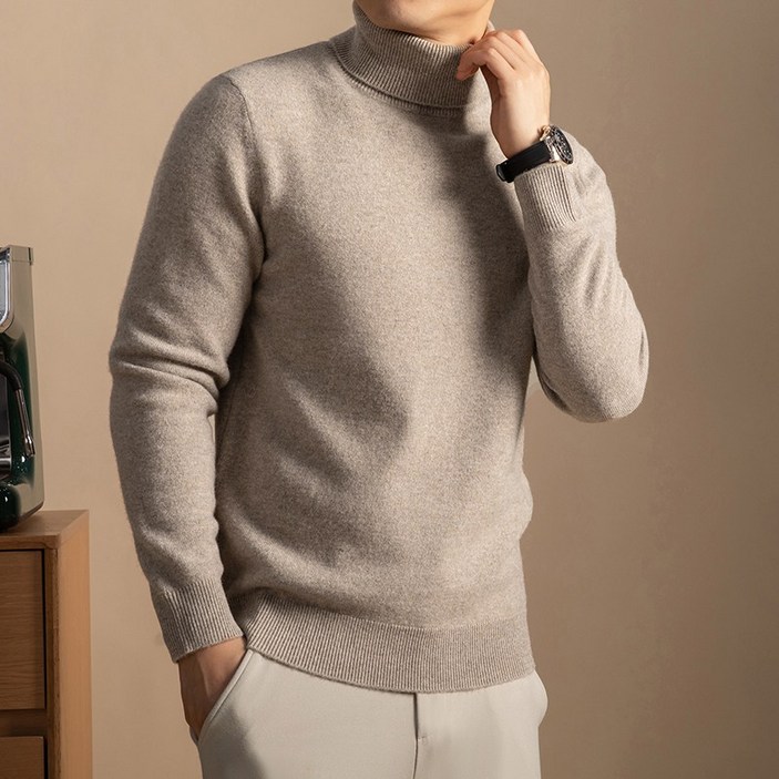 Luspirez 남성 겨울 스웨터 캐시미어 목폴라 터털넥 니트