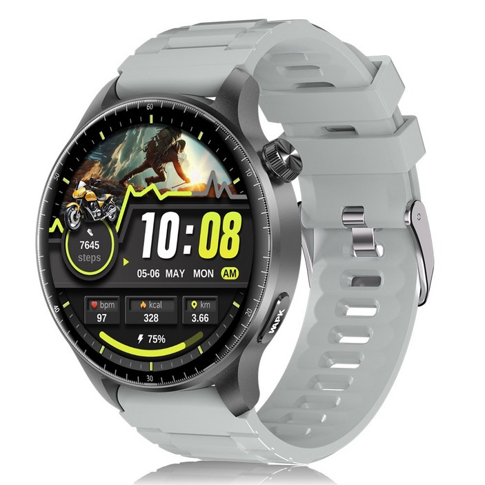 WAPIK AI운동인식 통화가능 블루투스 스마트워치 ST50 1.52인치 AMOLED 대화면 한글판, GPS + 블루투스, 3.8cm, 실버