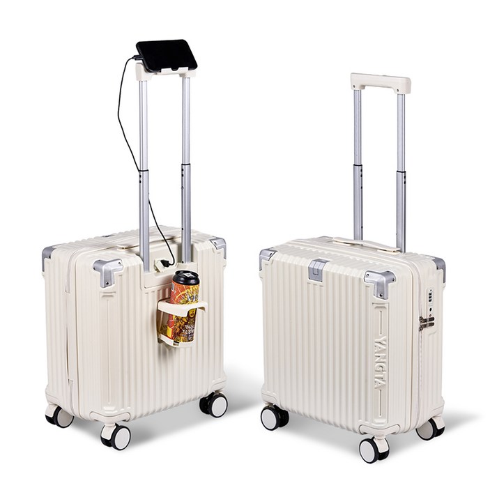 YANGTA [5년무상AS] TSA잠금 튼튼한 여행용 캐리어 기내용 미니 18인치 USB 충전포트 핸드폰 거치대 컵홀더