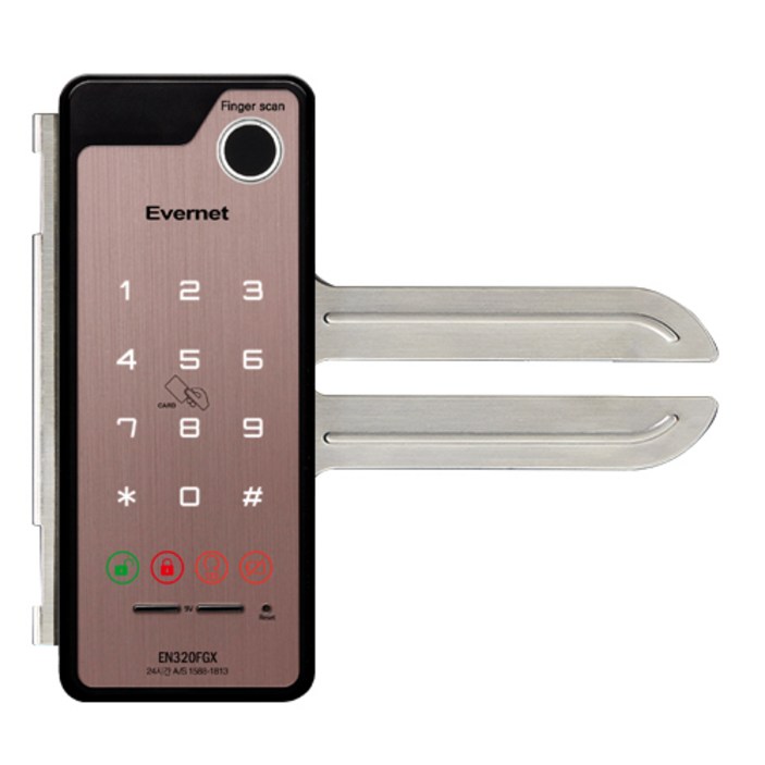 에버넷 지문인식 유리문 도어락 상가 사무실 디지털도어락 번호 카드 자가설치 EN320FGX, 고객직접설치, EN320FGX