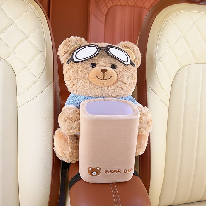 2인1 귀여운 곰돌이 차량용 휴지통 차량용쓰레기통 차량용곽휴지 차량용 티슈통 다기능 차량 휴지통 티슈 케이스 개성 차내 액세서리