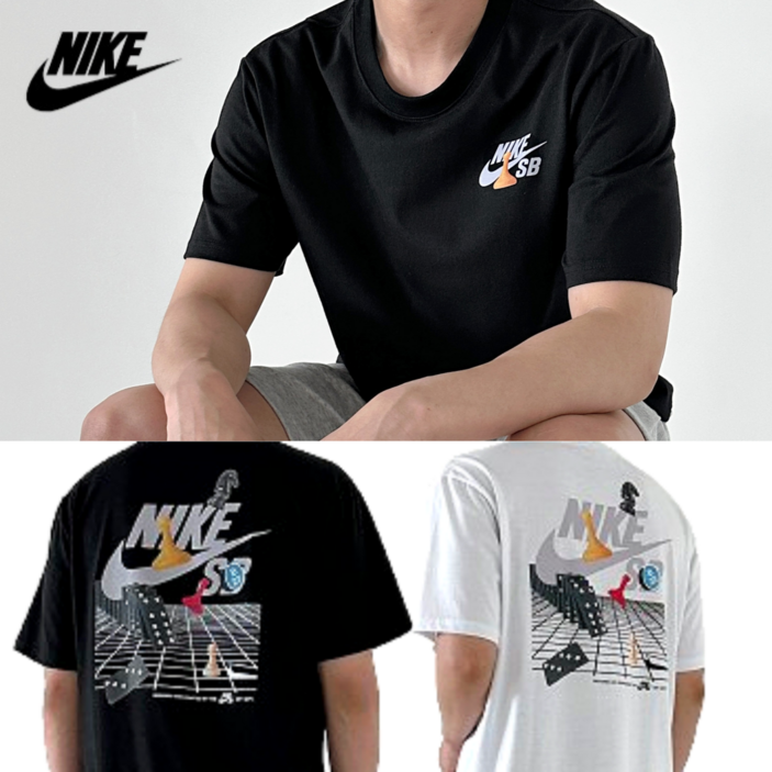 [당일발송] 나이키 NIKE 남여공용 SB 스케이트 오버핏 라운드 반팔 티셔츠 반팔티 스포네틱 양말