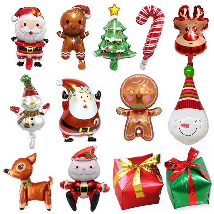 크리스마스 연말 파티 산타 루돌프 눈사람 지팡이 쿠키 트리 선물상자 풍선 모음, 대형쿠키