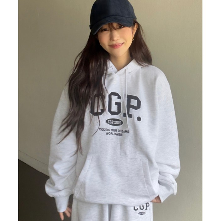 코드그라피 여성 후드티 CGP 아치 빅 로고 라이트그레이