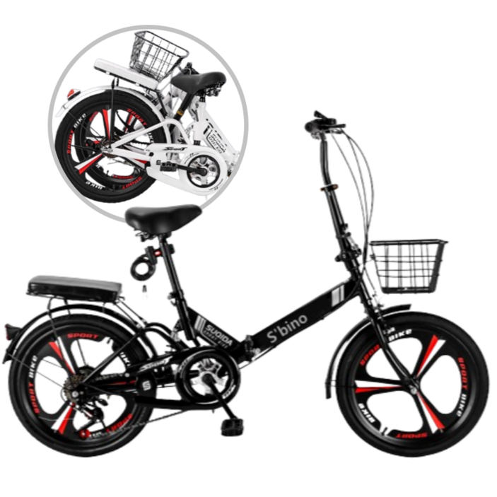 바구니자전거 접이식 자전거 뒷자석 쿠션 미니벨로 7단 기어 경량 폴딩 클래식 여성