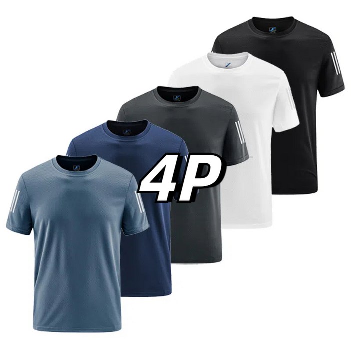 남자 기능성 반팔티셔츠 스판 쿨티 4P 티셔츠 남녀공용 여름용 tanlz-119