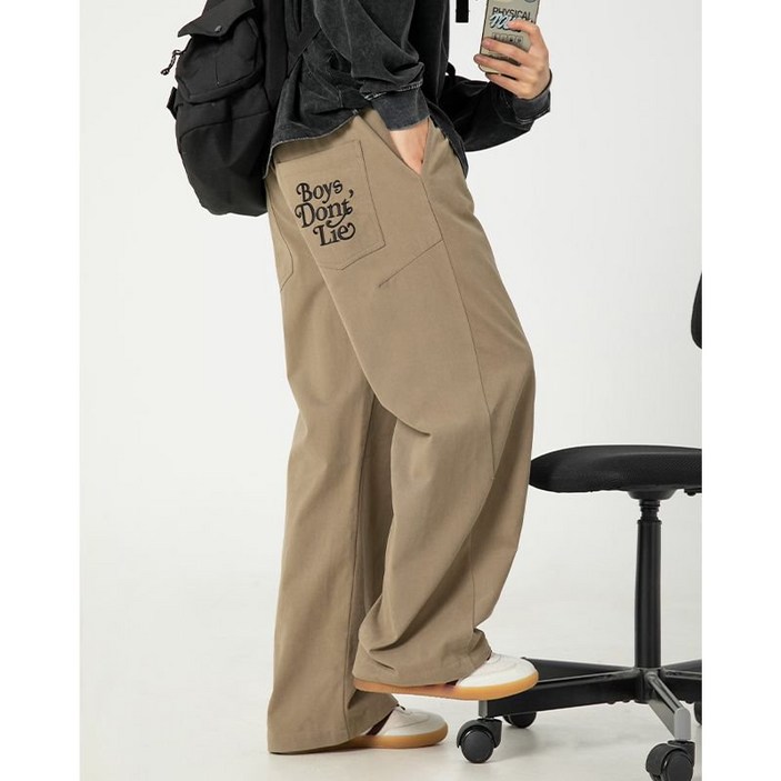 유루 남성용 백포켓 자수 와이드 밴딩 면팬츠 / MK2397