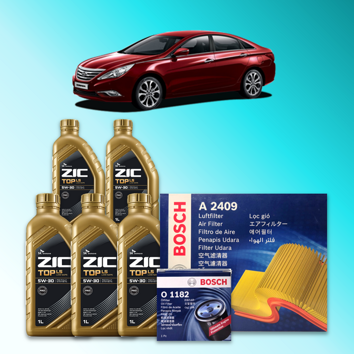 쏘나타 (YF) 2.4 가솔린 엔진오일세트 SK 지크 탑 LS 5W30 (ZIC TOP LS)