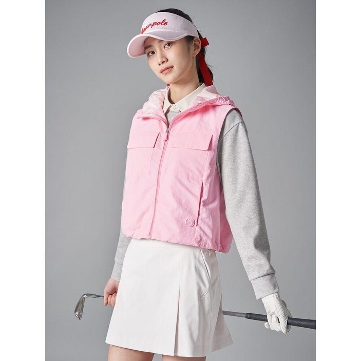 여성 봄 안감형 후드 베스트  핑크 (BJ4236A03X)