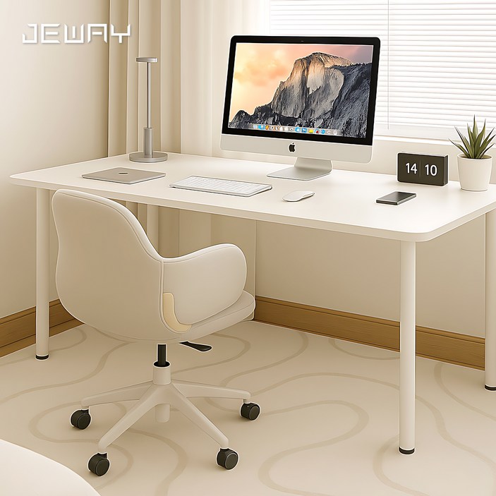 Jeway 책상 테이블 다용도책상 컴퓨터책상 사무용책상 튼튼한 업그레이드형, 우유니화이트