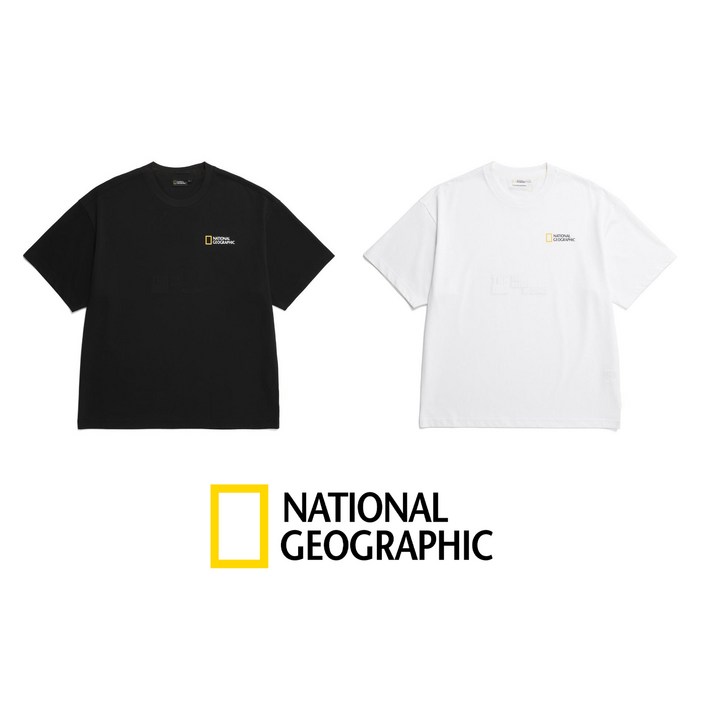 지오송지오티셔츠 1+1 남여공용 여름신상 네셔널지오그레픽 수피마 스몰 로고 반팔 티셔츠