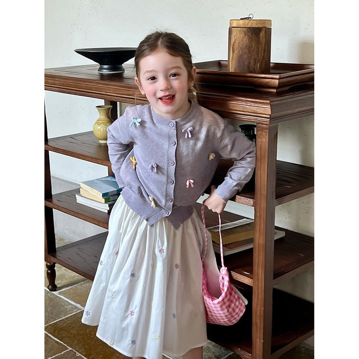 해피팡팡  여아 유아 키즈 봄 가을 투피스  라일리 리본가든 투피스 110호140호  여아 봄 가을 가디건 스커트 세트 110140 파스텔 가디건 플라워 스커트